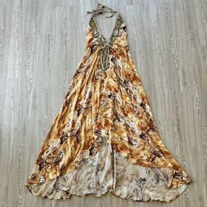 J squad marbled satin rhinestone trim asymmetrical dress nwot